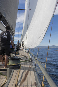 03 10 2022, Saint-Tropez (FRA,83), Voiles de Saint-Tropez 2022,  entraînement des maxis, A bord de Sipirit of Malouen X