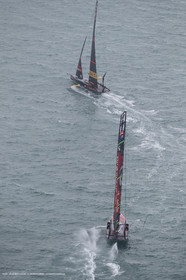 10 12 2020 - Auckland (NZL) - 36th America's Cup - Practice Sessions - Day 2 - Emirates Team New Zealand and Luna Rossa Prada Pirelli Team