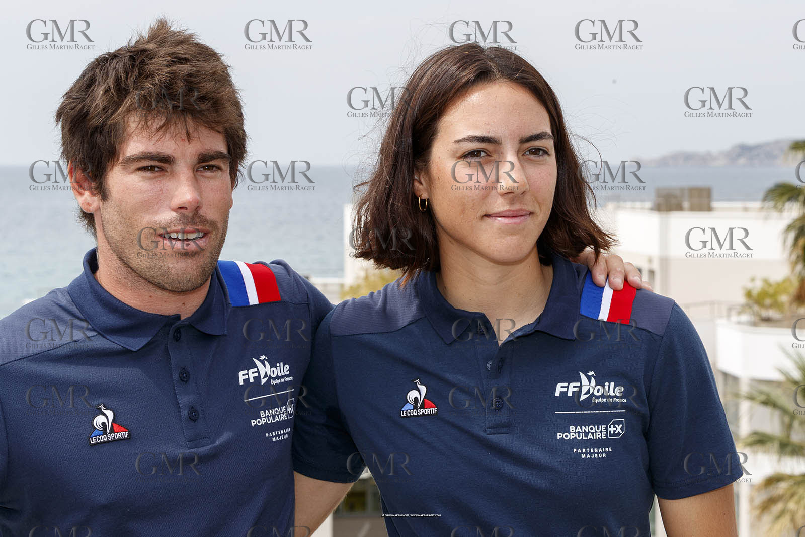 15 04 2024, Marseille (FRA), présentation des sélectionnés olympiques français en voile pour les Jeux Olympiques de Paris 2024. Tim Mourniac - Lou Bertomieu