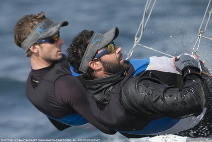 04 03 2016, Marseille (FRA,13), Olympic Sailing, 49er, french representatives Julien D'Ortoli Noë Delpech training