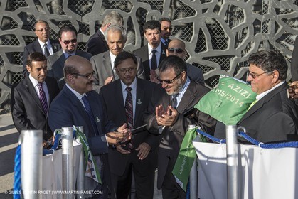 Al Azizi oficial launchat the Mucem museum - H2X boatyard - Oceanographic research ship - Marseille (FRA,13) - 27 05 2014