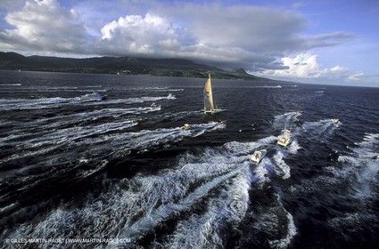 Route du Rhum 1990 - Florence Arthaud, victorieuse à Pointe à Pitre