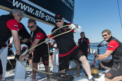 05 05 2016, Porquerolles (FRA,83), Semaine de Porquerolles, célébration des 30 and de lla victoire de l'Esprit d'Equipe dans la Whitbread, l'équipage se retrouve à bord du maxi SFS skippé par Lionel Péan