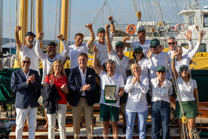 2 10 2026, Saint-Tropez (FRA,83), Société Nautique de Saint-Tropez, Les Voiles de Saint-Tropez 2026, Day 7, Remise Trophée Rolex à l'équipage du P Class Olympian