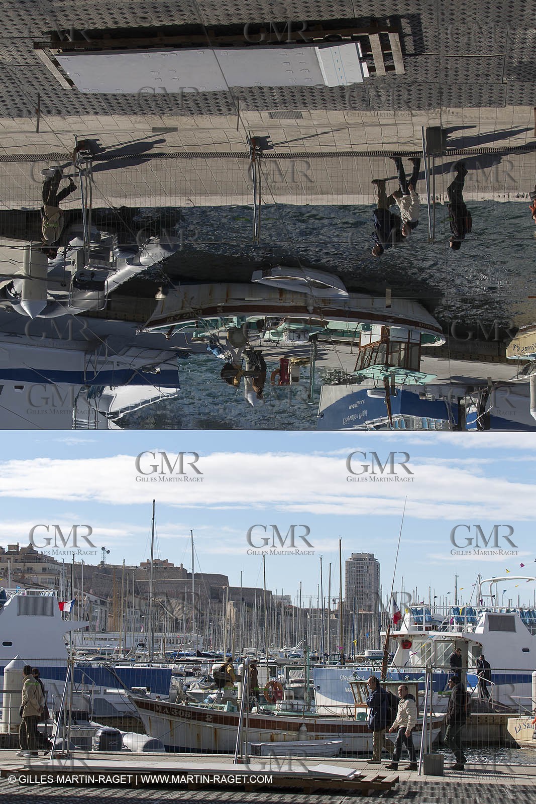 04 02 2013 - Marseille (FRA,13) - Vieux Port (historical port) refit - Works on the shadow maker