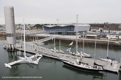 19 05 2010- Lorient- (FRA,56)  the five Pen Duick and l'Hydroptere in front of the Cité de la Voile Eric Tabarly