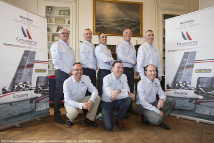22 02 2016, Paris (FRA), 35th America's Cup, Groupama Team France announces Norauto as official partner at Yacht Club de France, Norauto and Franck Cammas