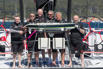 05 05 2016, Porquerolles (FRA,83), Semaine de Porquerolles, célébration des 30 and de lla victoire de l'Esprit d'Equipe dans la Whitbread, l'équipage se retrouve à bord du maxi SFS skippé par Lionel Péan