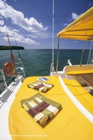 Voile, croisière,multicoque au mouillage