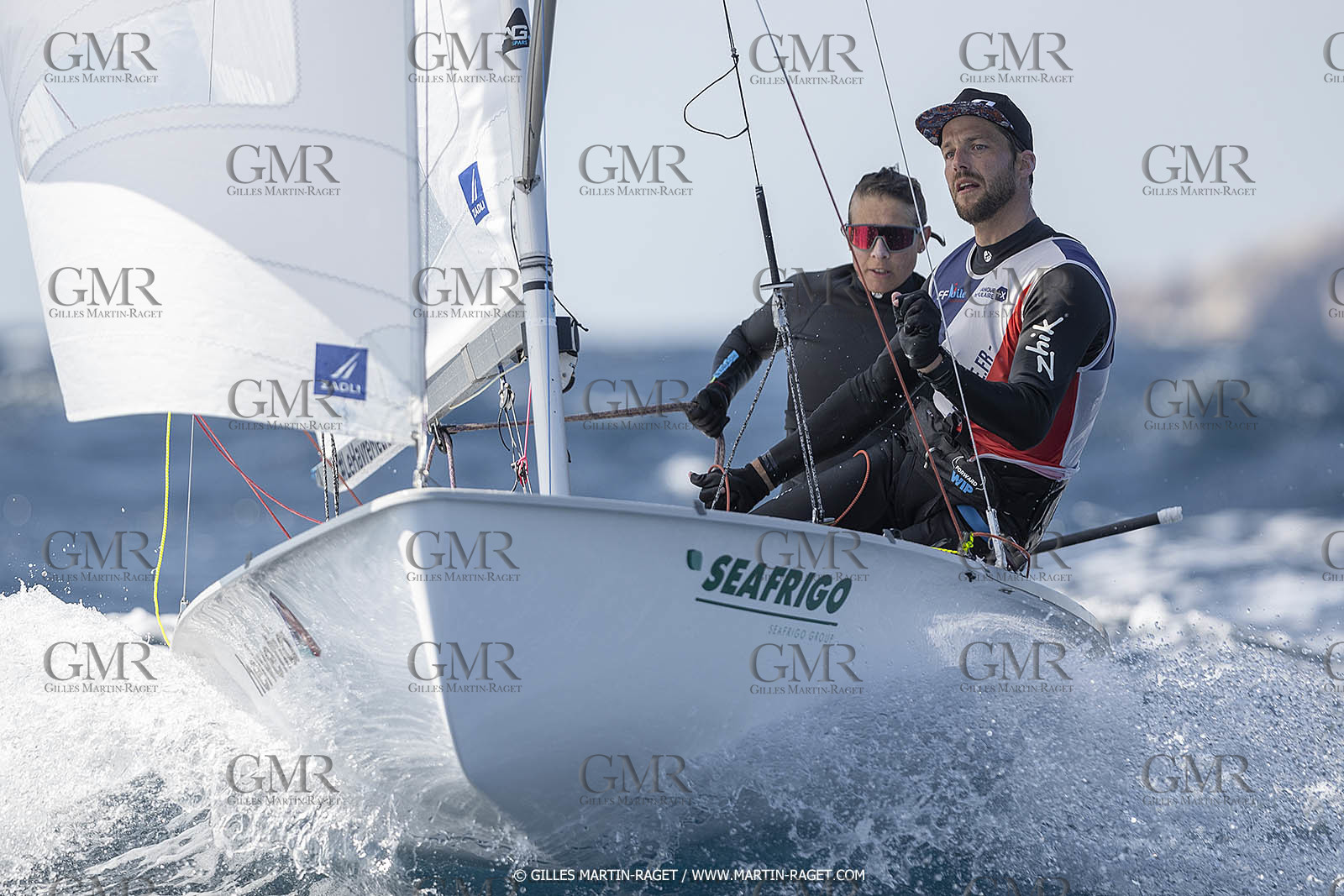 16 09 2022, Marseille (FRA), 470 Class, Paris 2024 Olympic Games, Sailing, 470 mixed dinghy, trainings, Camille Lecointre Jeremie Mion (FRA)