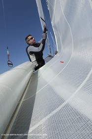 26 03 2013 - Marseille (FRA,13) - Ingrid Petitjean et Olivier backes training on their Nacra 17 in breezy conditions