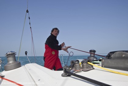 13 03 2010 -  La Grande Motte   Port Camargue (FRA) - Groupe Bel - Kito de Pavant   Sebastien Audigane training for Transat AG2R