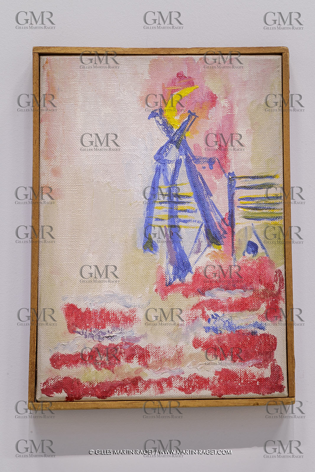 02 05 2023, Paris (FRA), oeuvre de Germaine Richier, Exposition Centre Pompidou 2023, Composition n° 3, Huile sur toile, signée au dos 16.7.58, 41 x 27 cm, Collection famille Germaine Richier (Famille Martin-Raget)