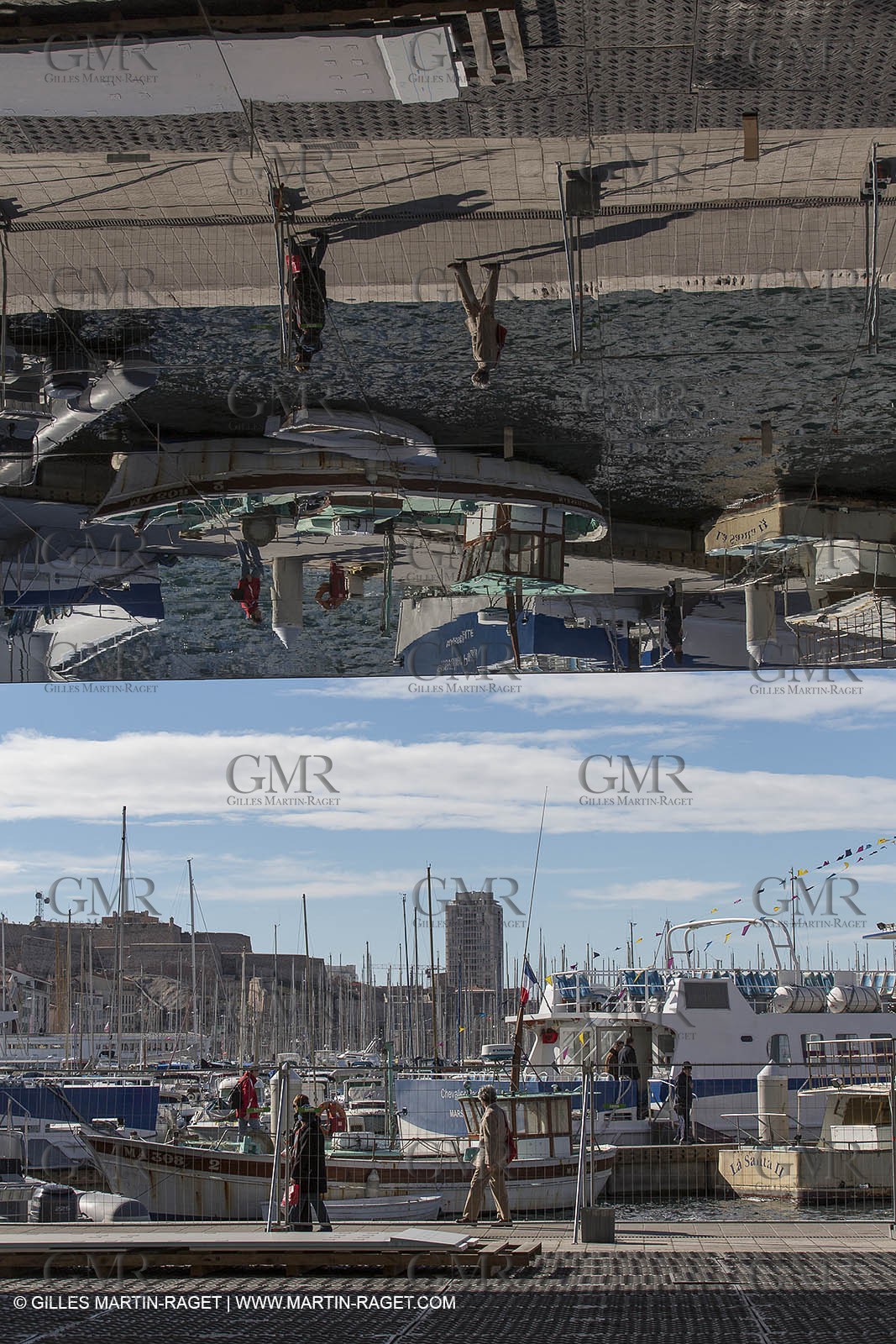 04 02 2013 - Marseille (FRA,13) - Vieux Port (historical port) refit - Works on the shadow maker