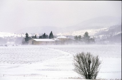 ferme sous la neige, Pays de Sault