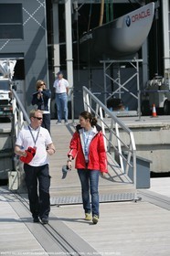 17 04 2007-Valencia (Spain)- 32nd America's Cup - Louis Vuitton Cup - RR1 - Day 2 - BMW ORACLE Racing - Spanish Top Model Laura Ponte 18th man onboard USA 98 for inaugural Louis Vuitton Cup race