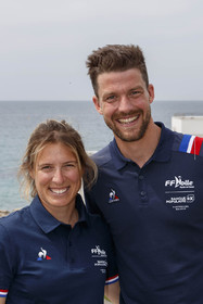 15 04 2024, Marseille (FRA), présentation des sélectionnés olympiques français en voile pour les Jeux Olympiques de Paris 2024. Camille Lecointre-Jeremie Mion