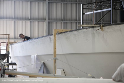 Sydney, Australia, Thomas Coville trimaran Sodebo building at Boat Speed