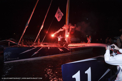 05 11 2006 - Pointe à Pitre Guadelupe (FRA) - Route du Rhum 2006 arrival - overall winner Lionel Lemonchois (Gitana 11)