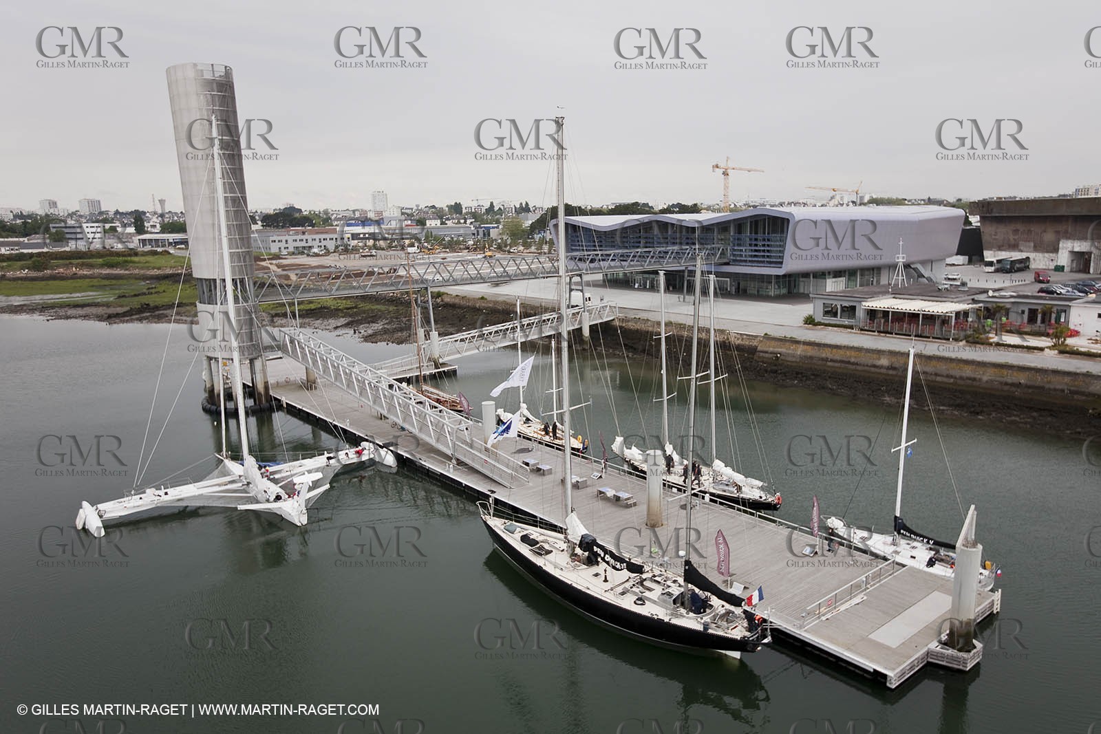 19 05 2010- Lorient- (FRA,56)  the five Pen Duick and l'Hydroptere in front of the Cité de la Voile Eric Tabarly