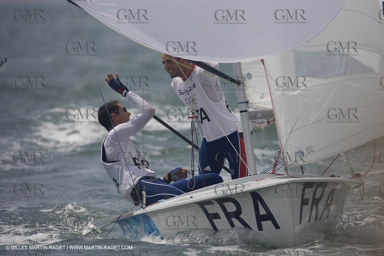 18 08 2008 - Qingdao (CHN) - 2008 Olympic games - Day 10 - Medal race 470 men, Charbnonnier Bausset bronze medal