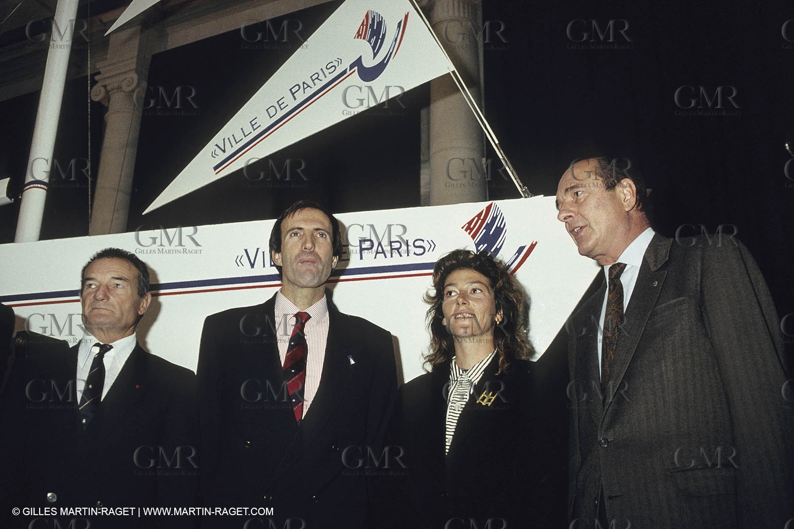 1991, America's cup, présentation de Ville de Paris, Eric Tabarly, Marc Pajot, Florence Arthaud, Jacques Chirac