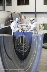 Sydney, Australia, Thomas Coville trimaran Sodebo building at Boat Speed