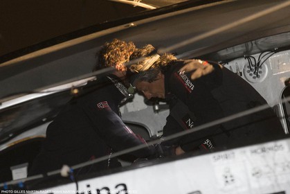 30 03 2015, Barcelona (ESP), Barcelona World Race 2014-15, Neutrogena (Guillermo Altadill, José Muñoz) arrival in 2nd place.