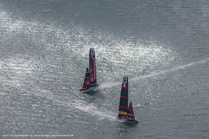 10 12 2020 - Auckland (NZL) - 36th America's Cup - Practice Sessions - Day 2 - Emirates Team New Zealand and Luna Rossa Prada Pirelli Team