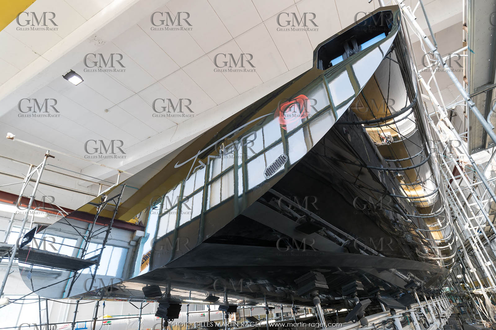 22 07 2017, Savona (ITA), Wally Cento Tango going out of the shed, Photo Gilles Martin-Raget