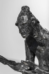 30 10 2023, Montpellier (FRA), oeuvre de Germaine Richier, Exposition Centre Pompidou - Musée Fabre 2023, La Sauterelle, grande, 1955-1956, Bronze patiné foncé, épreuve d'exposition, Fondeur : Susse, Paris, 137 x 99 x 176 cm, Collection particulière