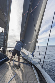 03 10 2022, Saint-Tropez (FRA,83), Voiles de Saint-Tropez 2022,  entraînement des maxis, A bord de Sipirit of Malouen X