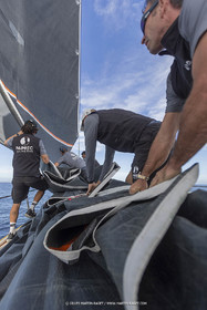 03 10 2022, Saint-Tropez (FRA,83), Voiles de Saint-Tropez 2022,  entraînement des maxis, A bord de Sipirit of Malouen X