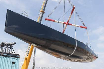 22 07 2017, Savona (ITA), Wally Cento Tango going out of the shed, Photo Gilles Martin-Raget