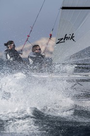 26 03 2013 - Marseille (FRA,13) - Ingrid Petitjean et Olivier backes training on their Nacra 17 in breezy conditions