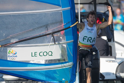 14 08 2016, Rio de Janeiro (BRA), 2016 Olympic Games, Sailing, RSX Men Medal race, Pierre Le Coq (FRA), bronze medalist