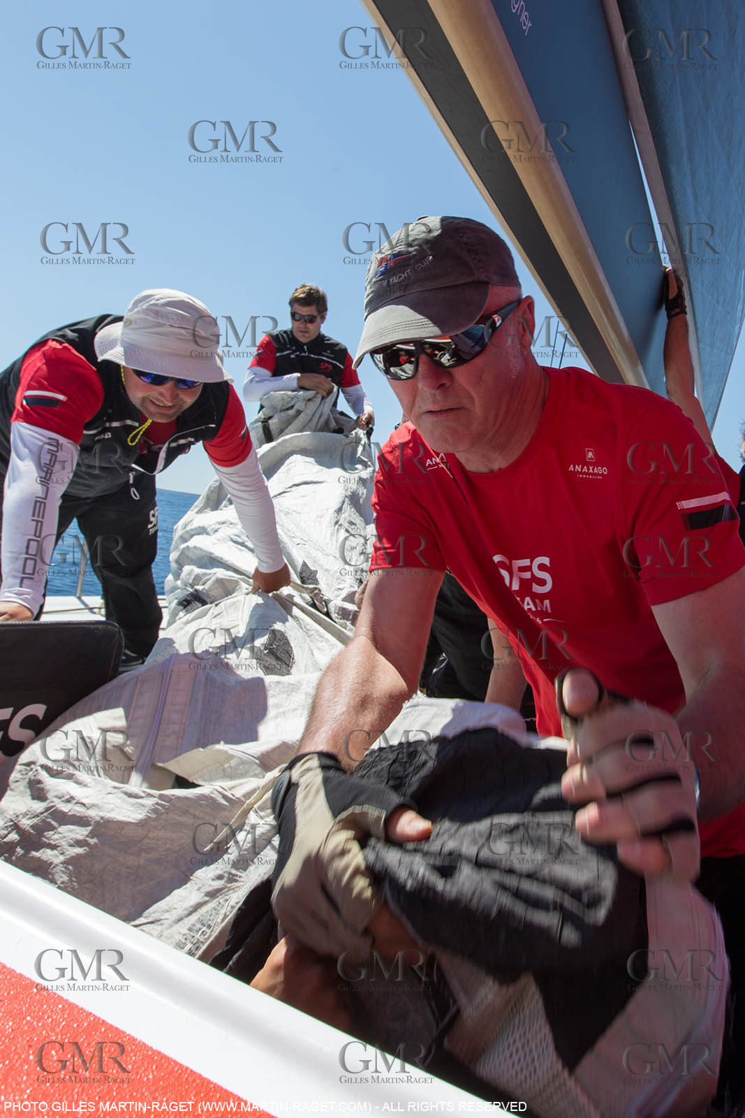 05 05 2016, Porquerolles (FRA,83), Semaine de Porquerolles, célébration des 30 and de lla victoire de l'Esprit d'Equipe dans la Whitbread, l'équipage se retrouve à bord du maxi SFS skippé par Lionel Péan