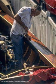 motor boats, claissc runabouts, cefit or Sagitta at Trapani boatyard (Cassis, FRA,13)