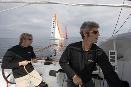 11 10 2007 - Bénodet (Fra, 29) - Monocoques IMOCA - Transat Jacques Vabre - A bord de GENERALI avec Yann Eliès et Sébastien Audigane