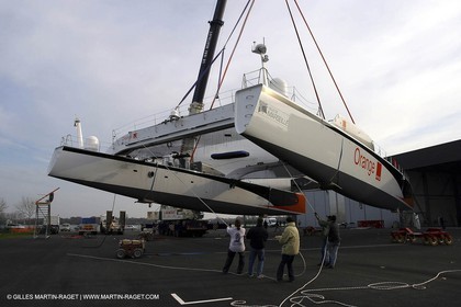 Vannes - Chantier Multiplast - 1ère mise à l'eau Orange II
