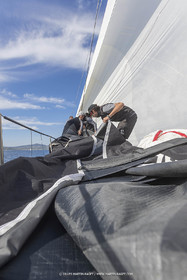 03 10 2022, Saint-Tropez (FRA,83), Voiles de Saint-Tropez 2022,  entraînement des maxis, A bord de Sipirit of Malouen X