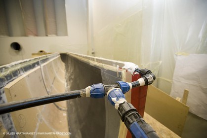 Sydney, Australia, Thomas Coville trimaran Sodebo building at Boat Speed