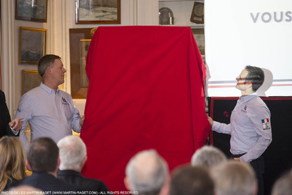 22 02 2016, Paris (FRA), 35th America's Cup, Groupama Team France announces Norauto as official partner at Yacht Club de France, Thibault Derville (Norauto) et Franck Cammas
