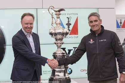 22 07 2015, Portsmouth (GBR), 35th America's Cup, Louis Vuitton America's Cup World Series Portsmouth 2015, Officail training, BMW Press Conference with James Spithill, Dr Ian Robertson (Head of Sales & Marketing BMW Group, Russell Coutts