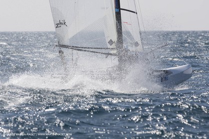 26 03 2013 - Marseille (FRA,13) - Ingrid Petitjean et Olivier backes training on their Nacra 17 in breezy conditions