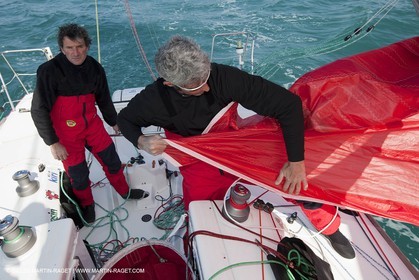 13 03 2010 - La Grande Motte   Port Camargue (FRA) - Groupe Bel - Entraînement Kito de Pavant   Sébastien Audigane en vue de la Transat AG2R 2010