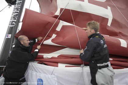 11 05 2007 - La Trinité sur mer (France) - Projet Yann Eliès   Generali 60 open pour le Vendée Globe - Zinedine Zidane à bord