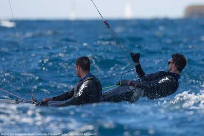 25 04 2016, Hyères (FRA,83), Jeux Olympiques Rio 2016, voile, 470, Sofian Bouvet   Jeremie Mion, SFS Voile