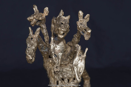 02 04 2016, Marseille (FRA,13), Oeuvre de Germaine Richier, Le Cheval à six têtes, petit 1955 ou 1956, Bronze naturel nettoyé, Numéroté Epreuve d'artiste, fondeur : L. Thinot, Paris, 35,5 x 38 x 18 cm, Collection particulière
