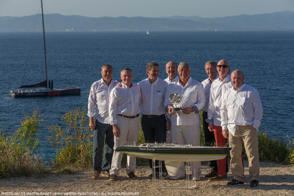 05 05 2016, Porquerolles (FRA,83), Semaine de Porquerolles, célébration des 30 and de lla victoire de l'Esprit d'Equipe dans la Whitbread, l'équipage se retrouve à bord du maxi SFS skippé par Lionel Péan